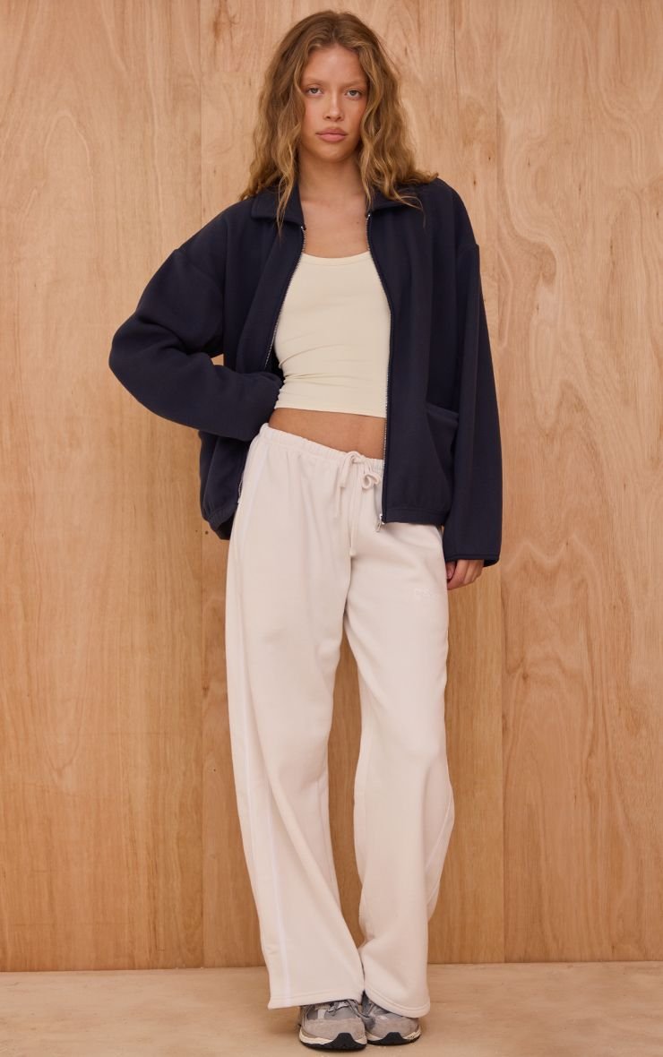 Piped zip-up fleece - Navy