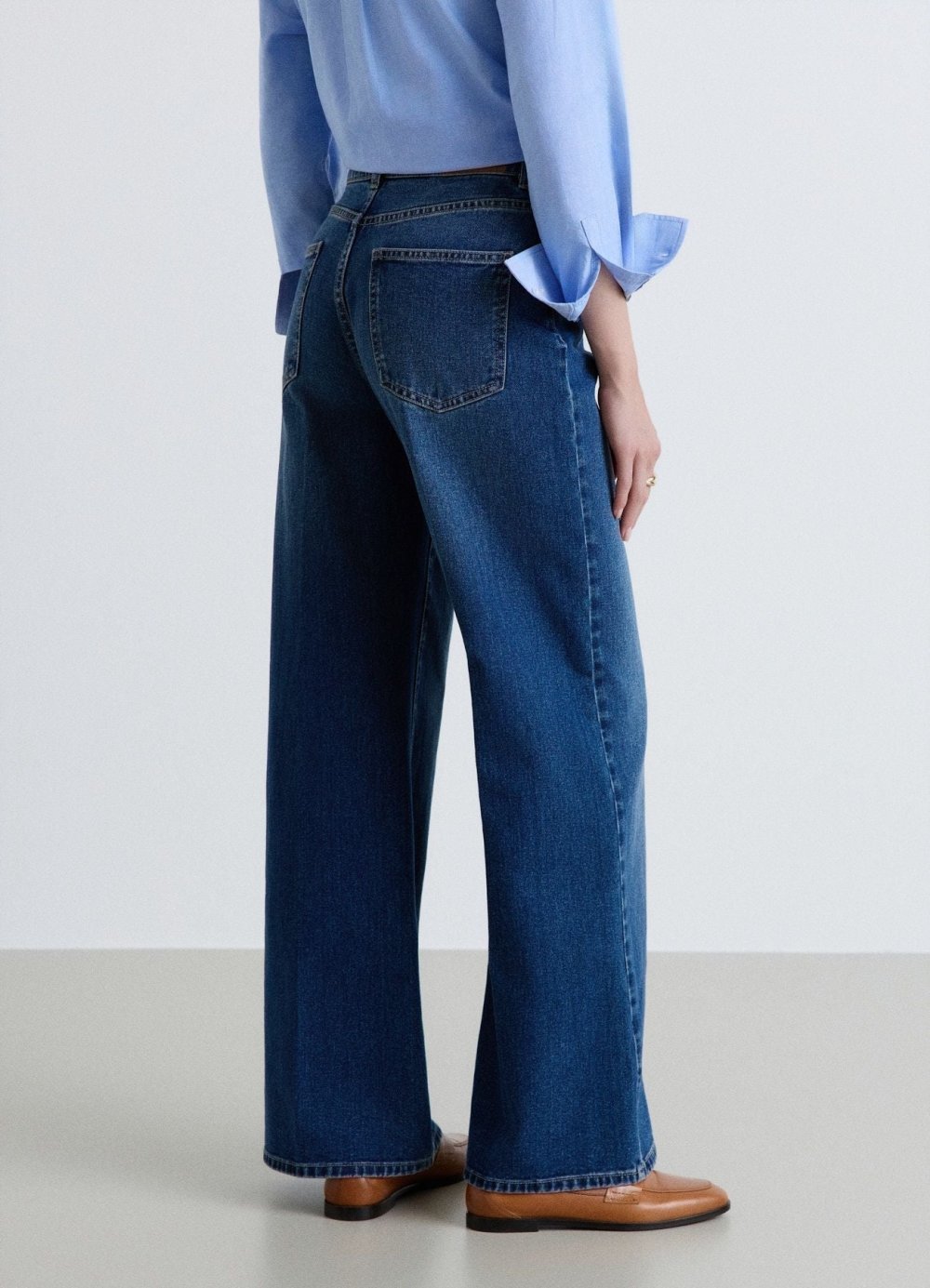 Jean palazzo taille haute bleu moyen