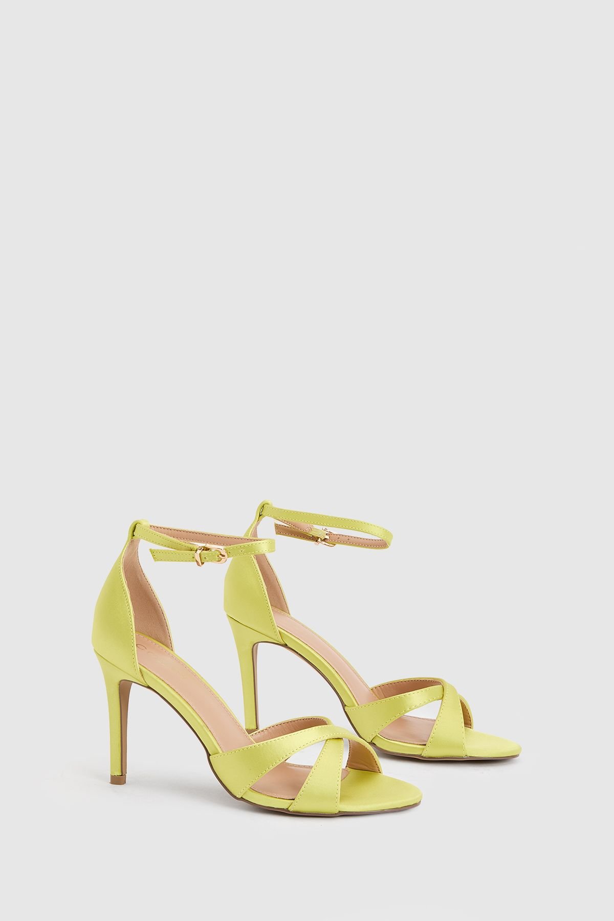 Strappy satin stiletto sandals