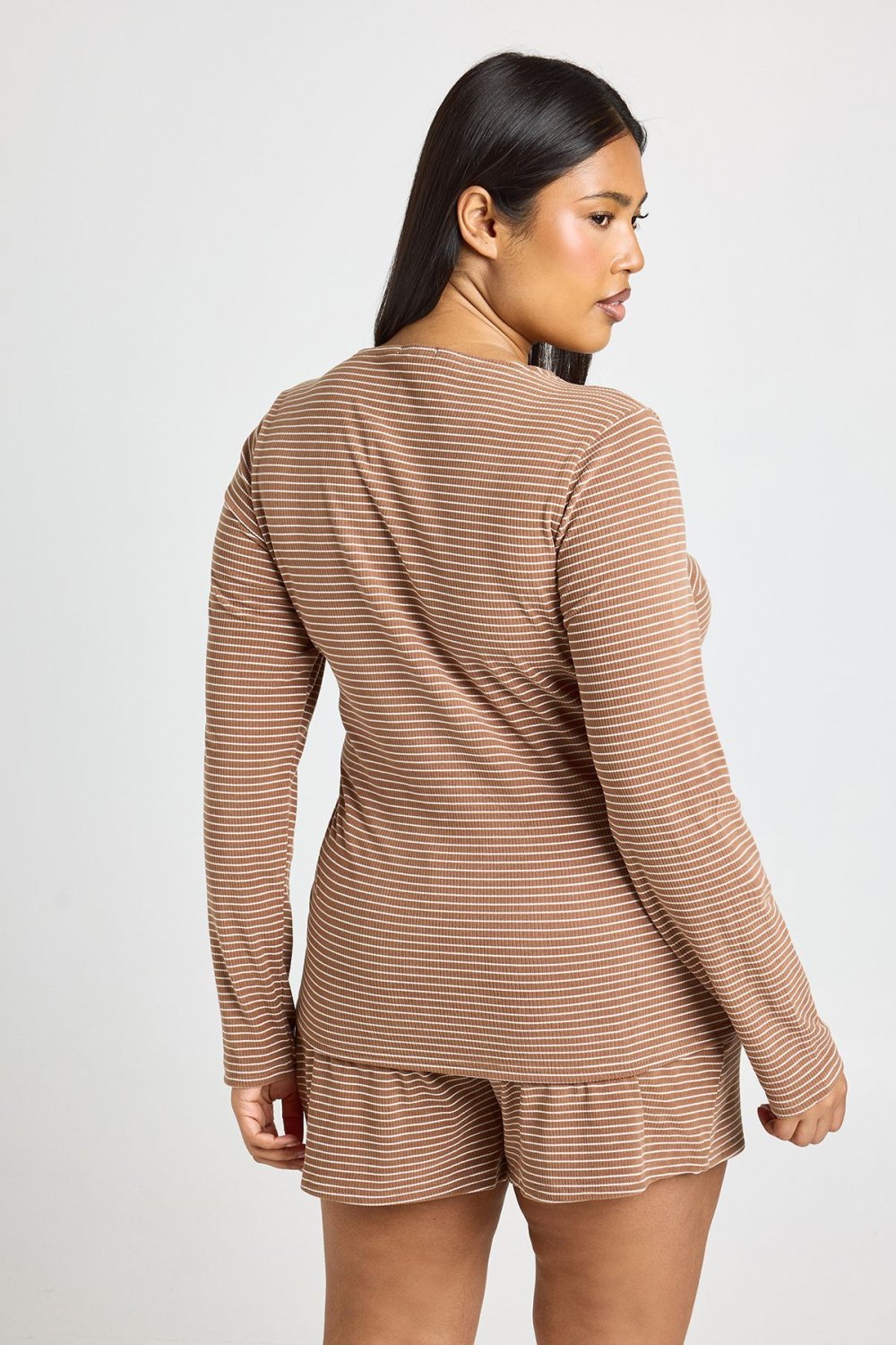 Striped ribbed top and shorts pyjama set - Plus size