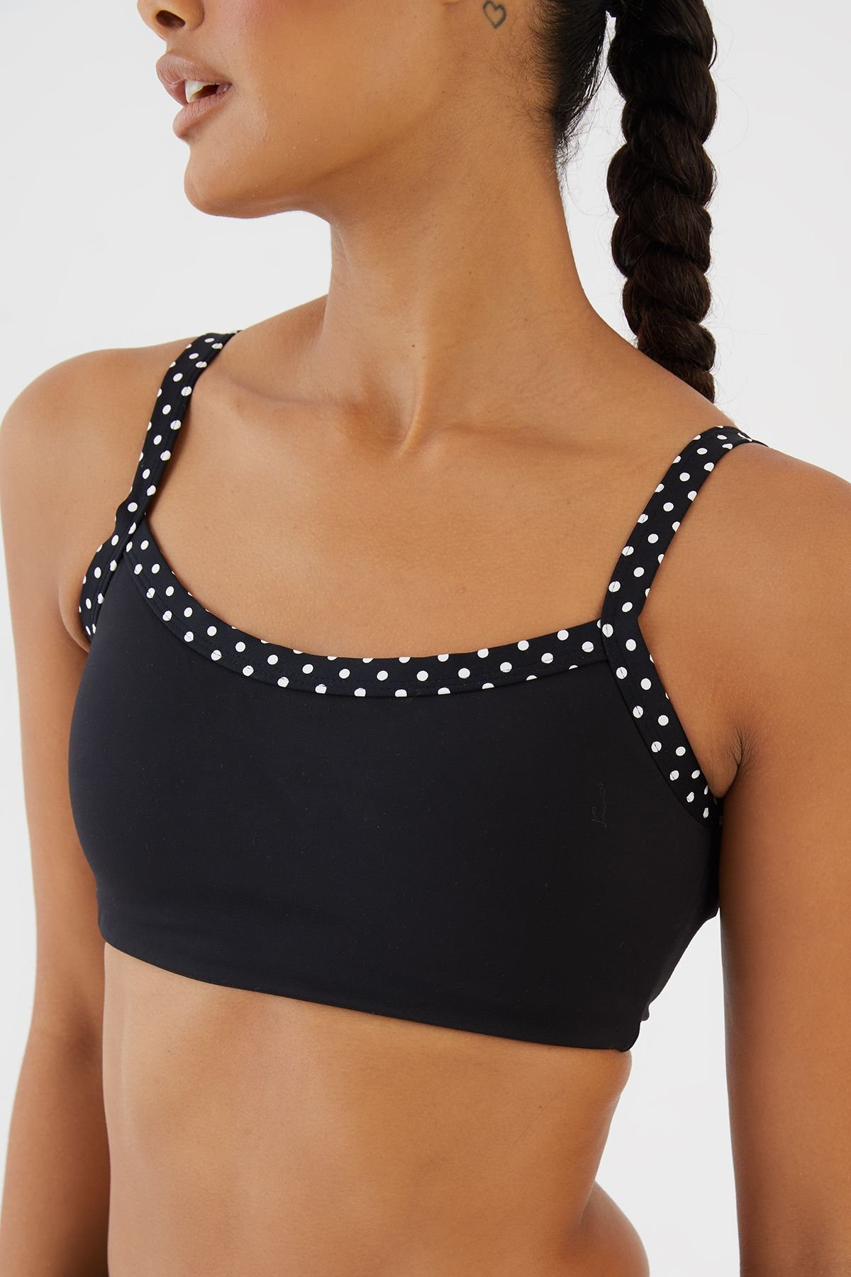 Layered polka dot sports bra
