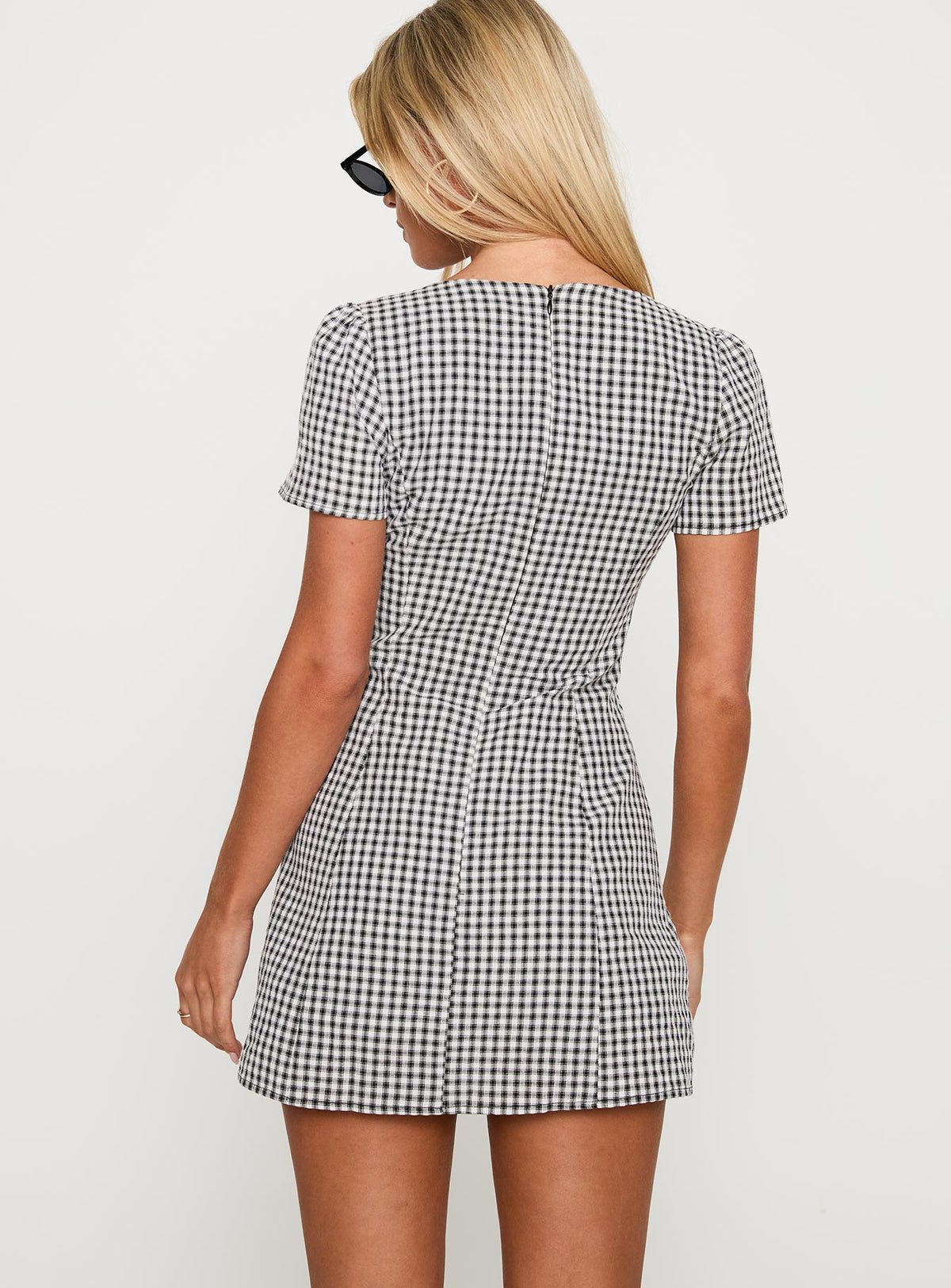Button-up check playsuit