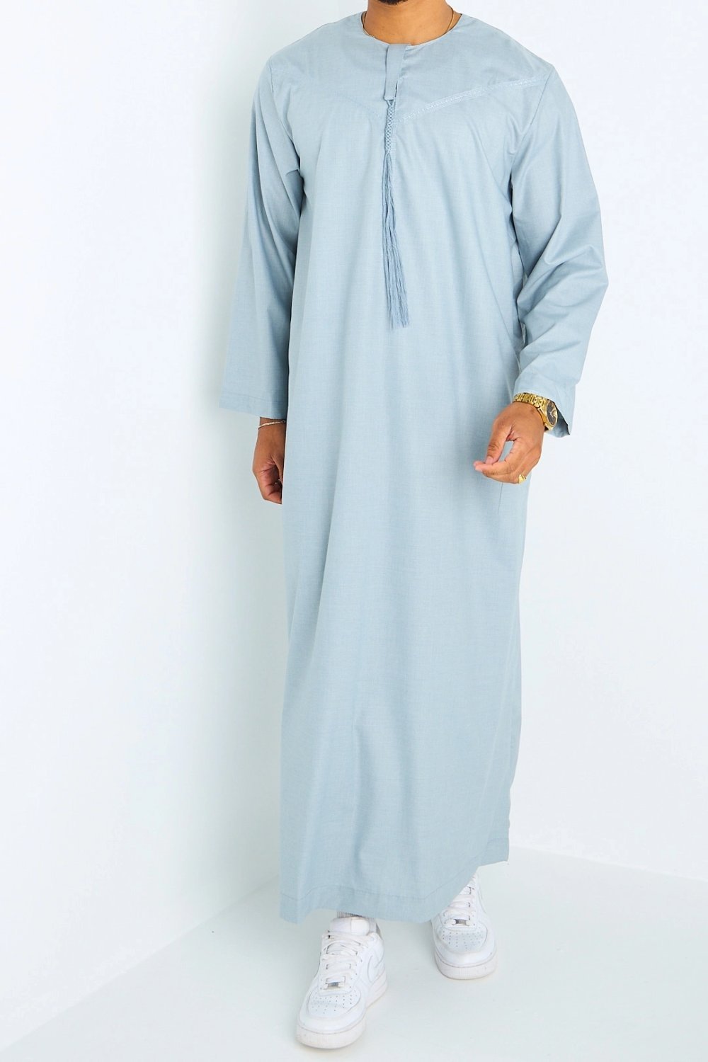 Qamis twil col montant b pompons zre9 fate7