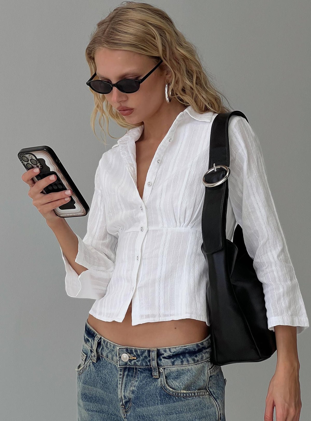 Chemise texturée kmam 3/4 m3qouda mn lor