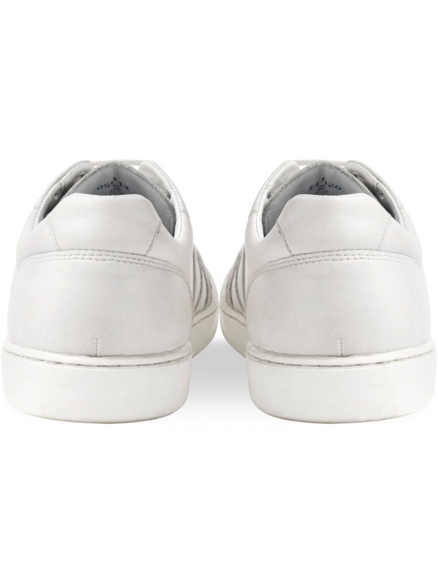 White retro mixed-texture sneakers