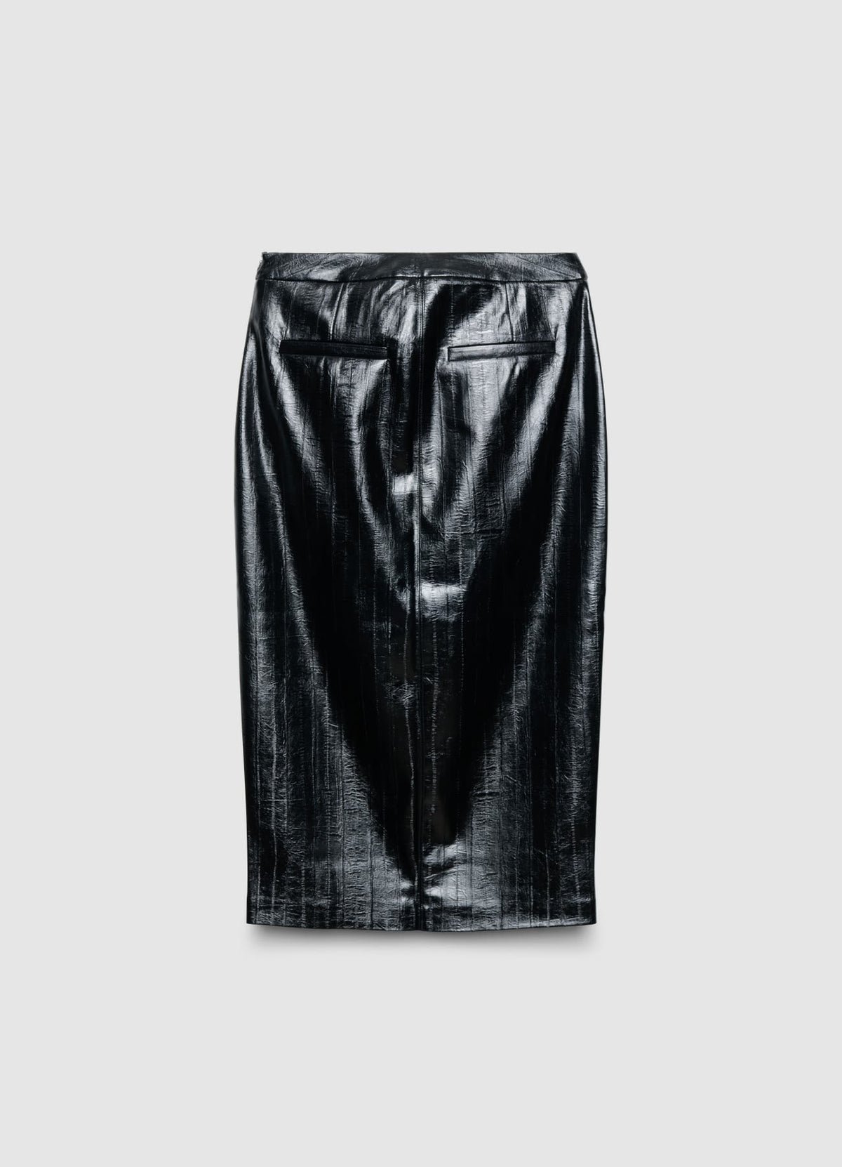 Jupe crayon midi effet cuir fendue