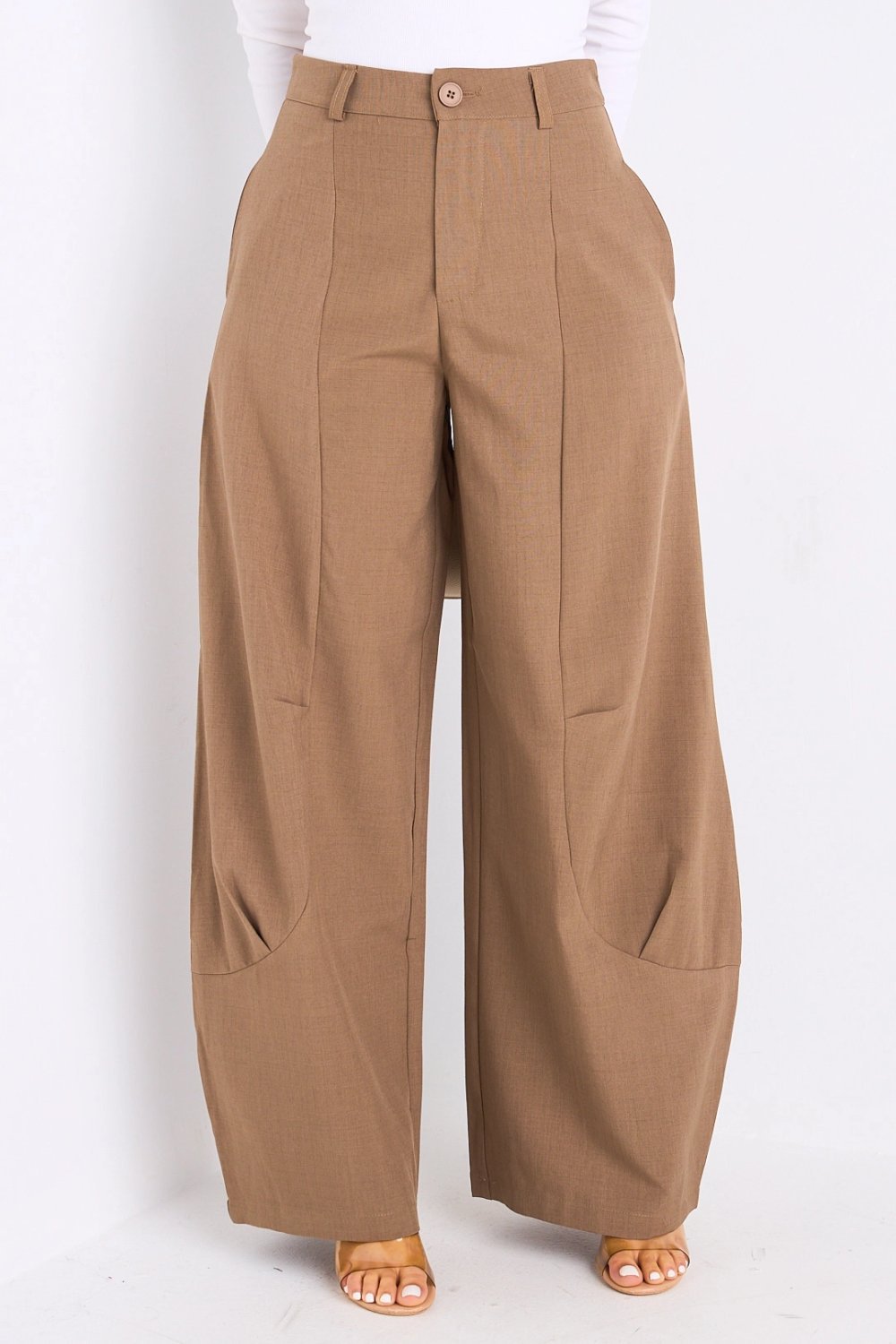 Camel pleated palazzo trousers