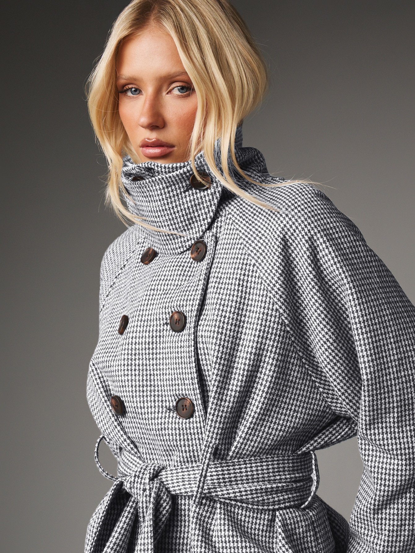 Trench-coat qsir b motif pied-de-poule
