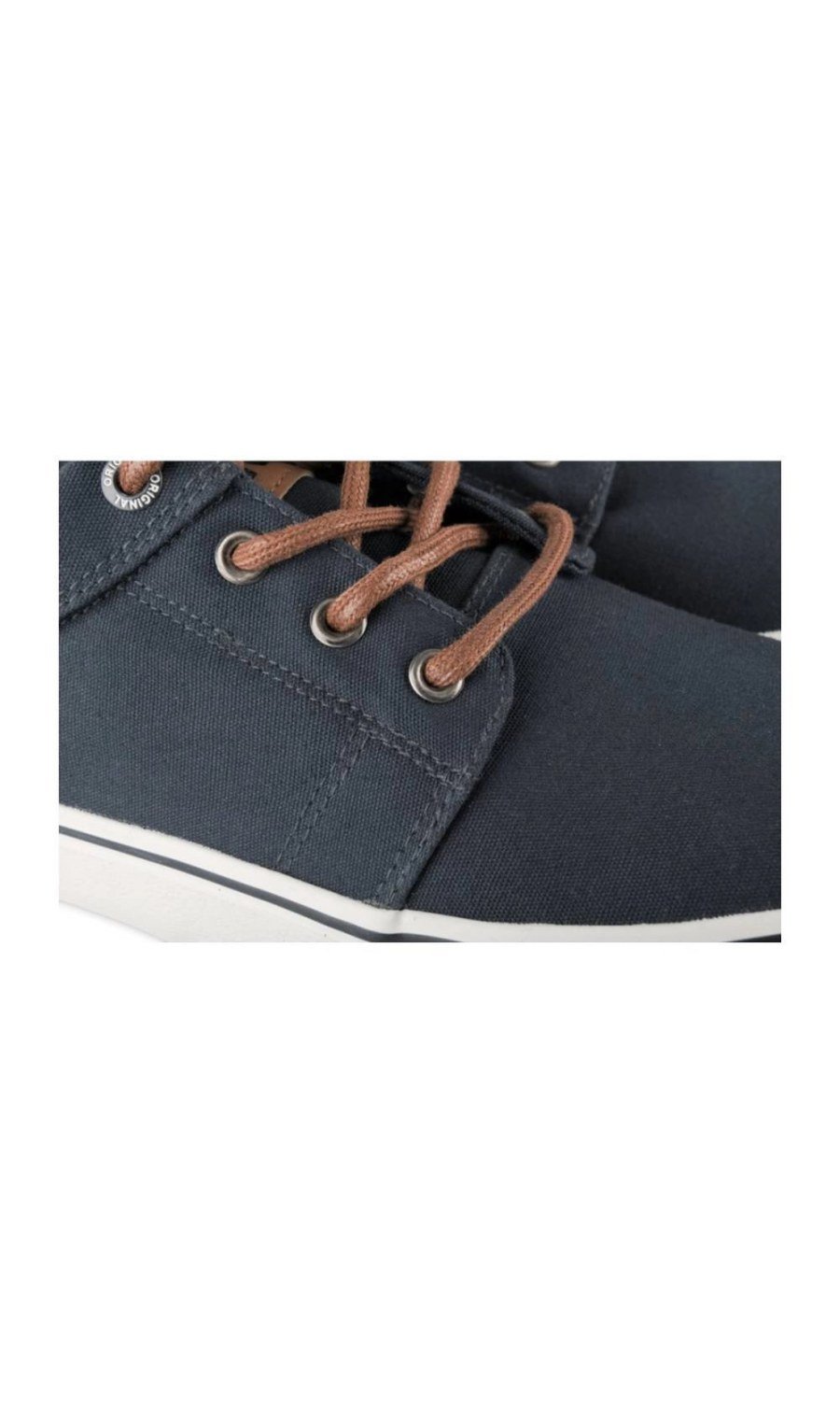 Baskets dyal toile b lacets camel bleu marine