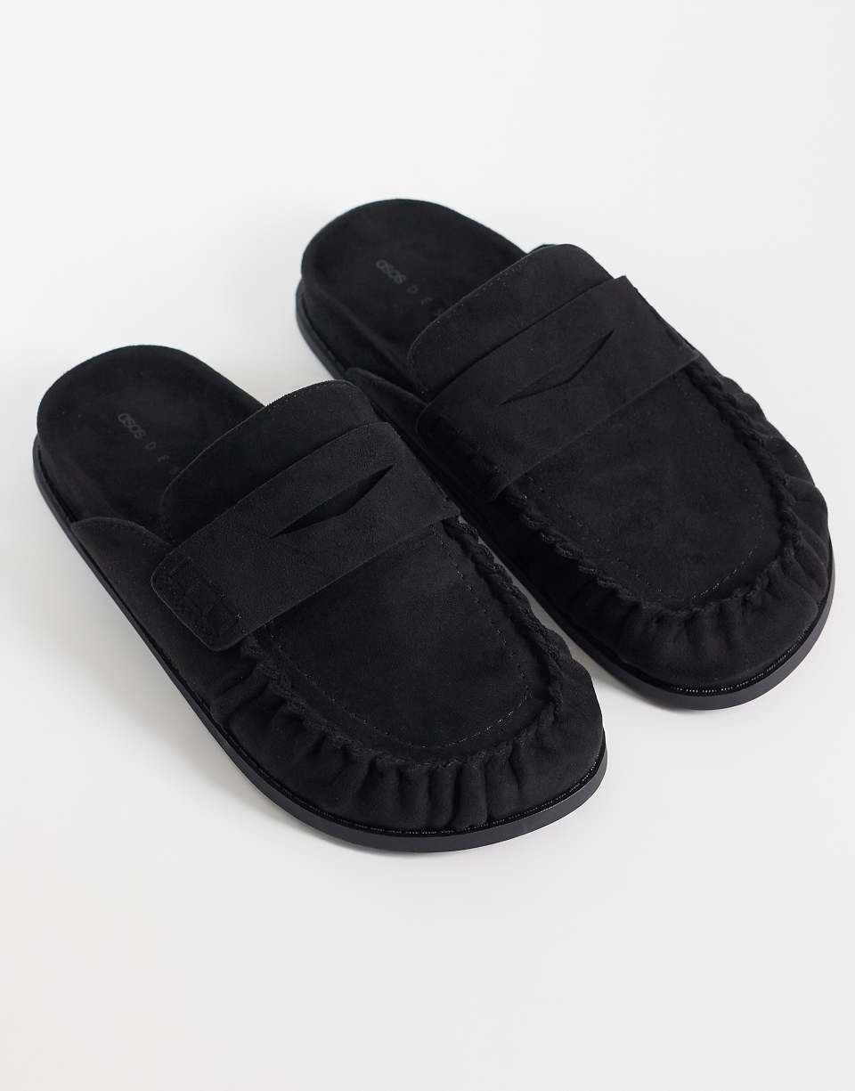 Miller - Mules chunky style mocassins en suédine - Noir