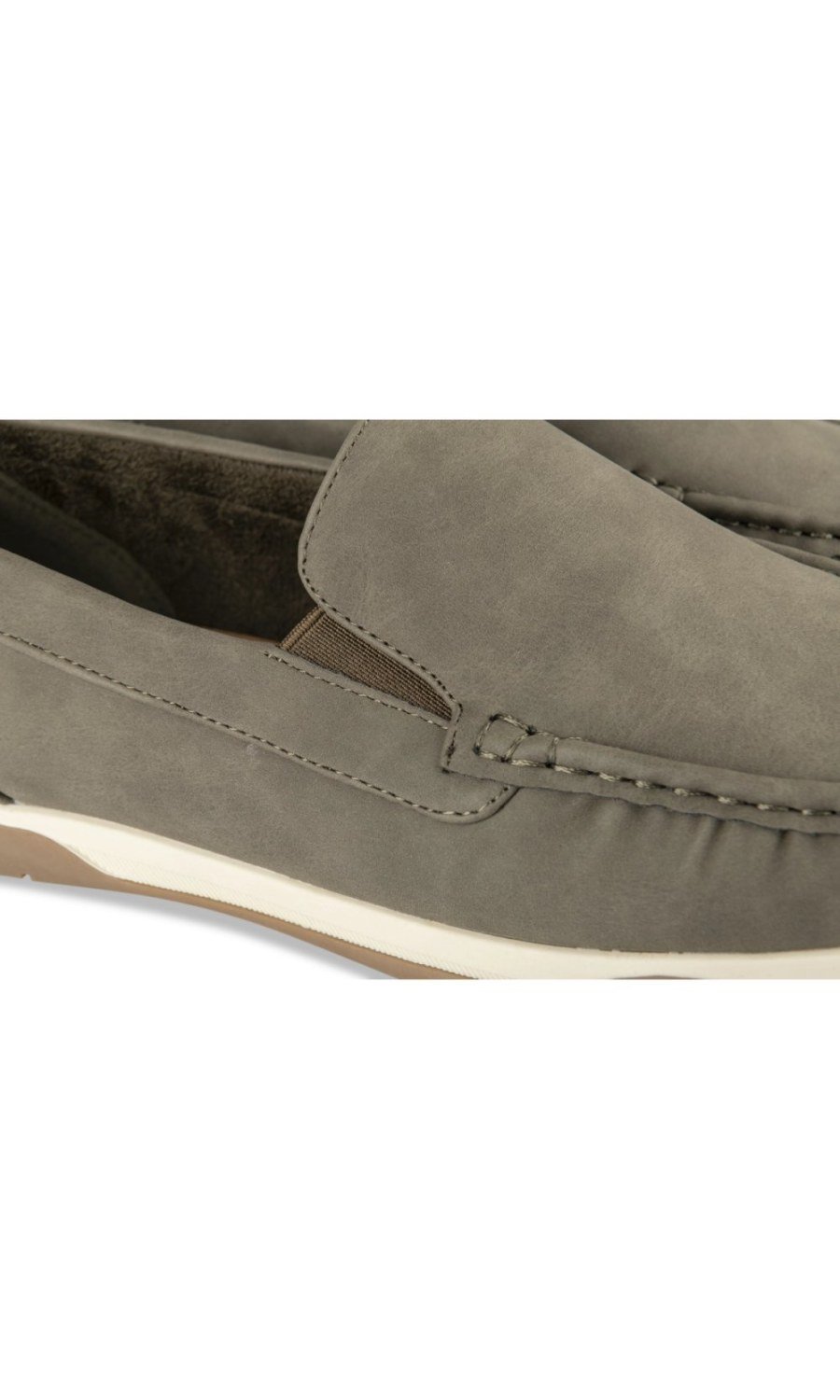 Khaki loafers with two-tone sole