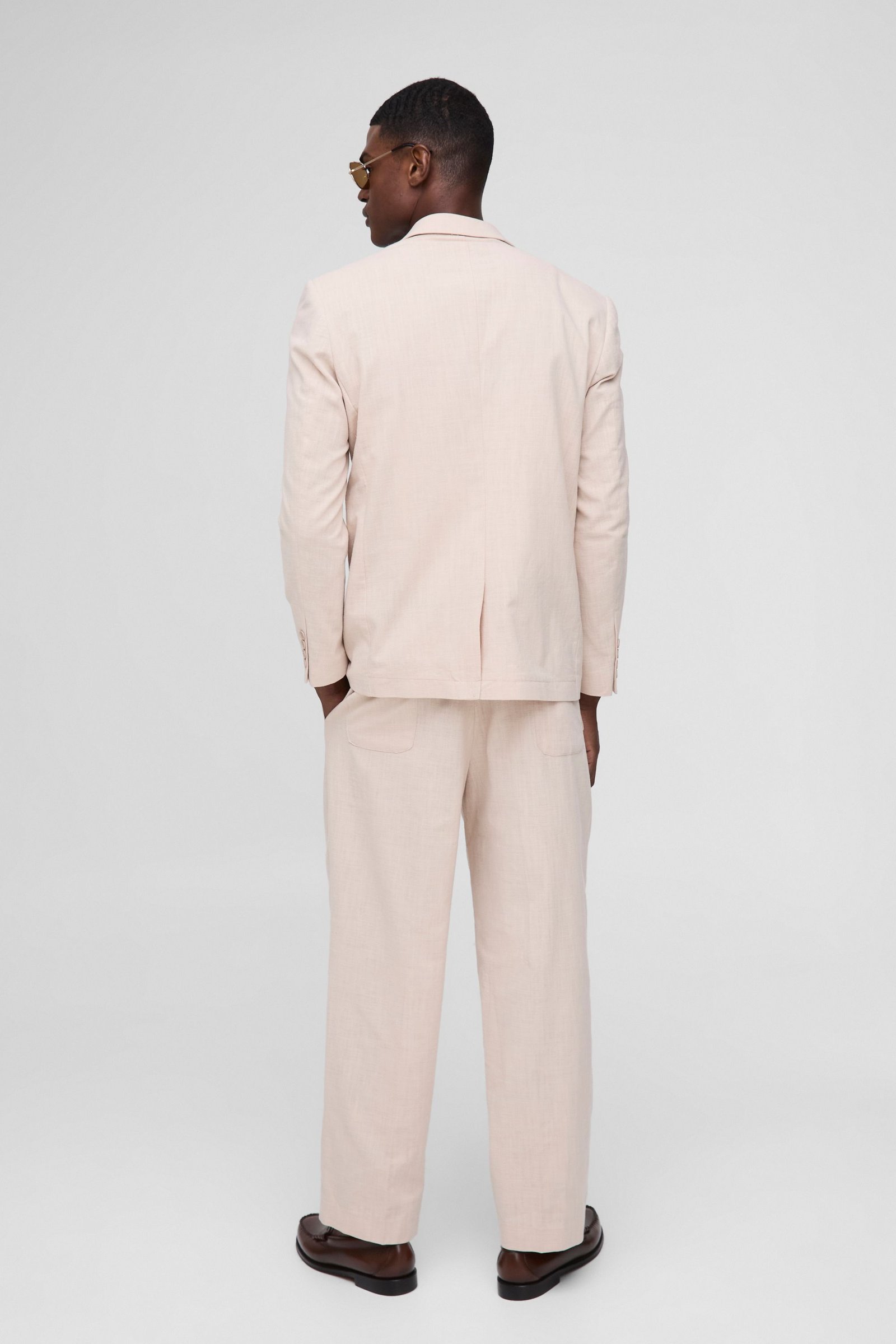 Blazer droit en lin mélangé
