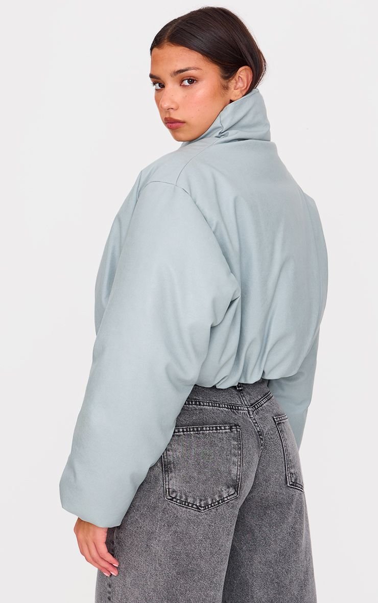 PU Leather Flap Detail Quilted Jacket