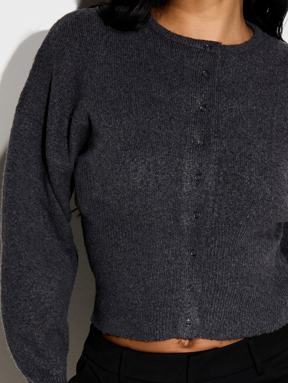 Cardigan court gris anthracite