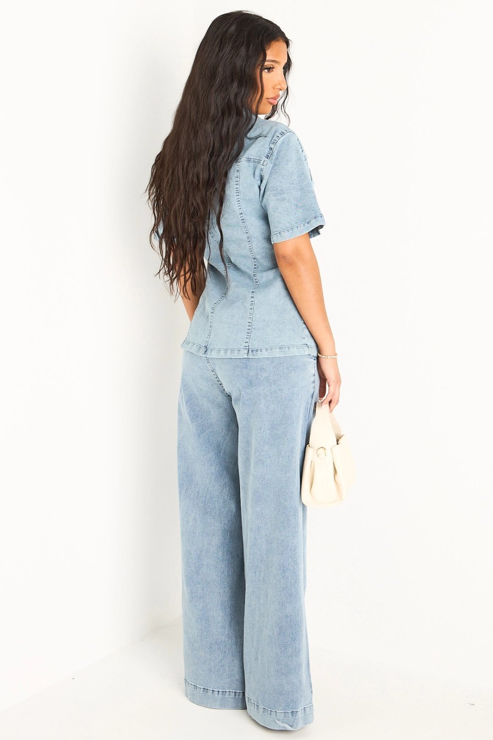 Light blue denim shirt and trousers set