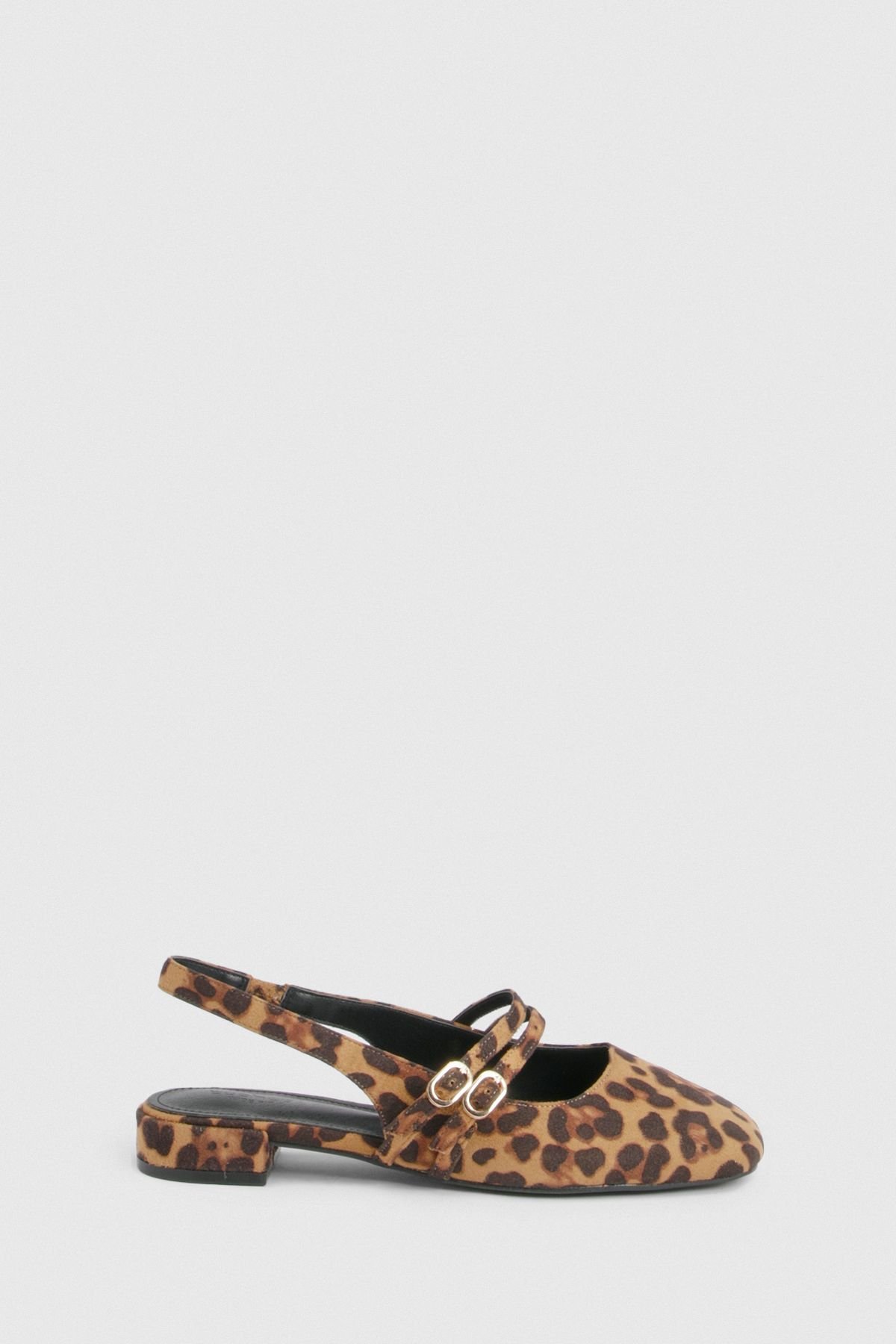 Leopard double strap ballet flats - Wide fit