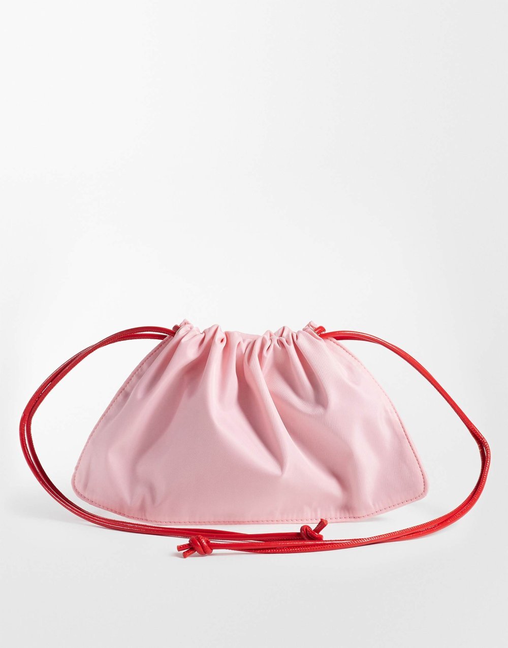 Pink drawstring clutch bag
