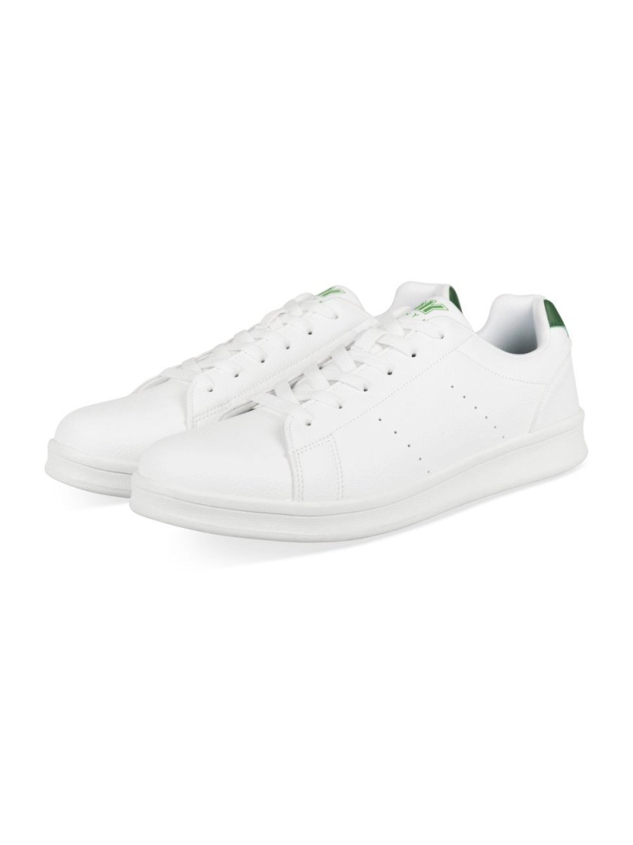 White and green perforated sneakers