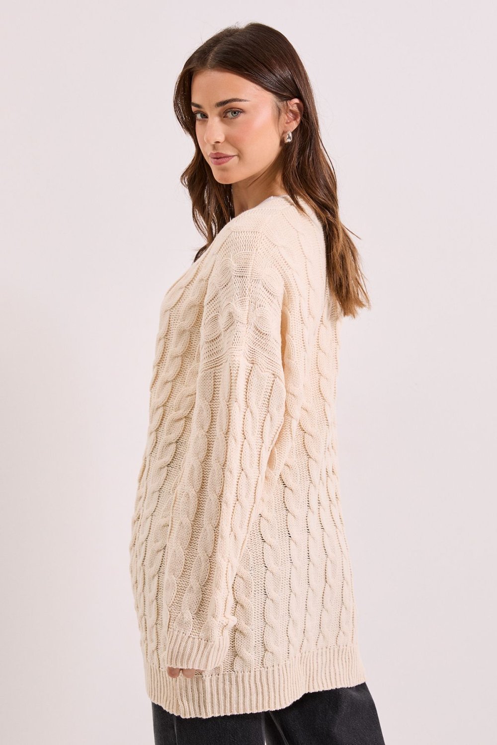 Cardigan twil m7loul torsadé, crème