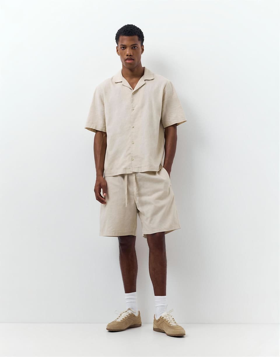 Linen Blend Shirt - Beige