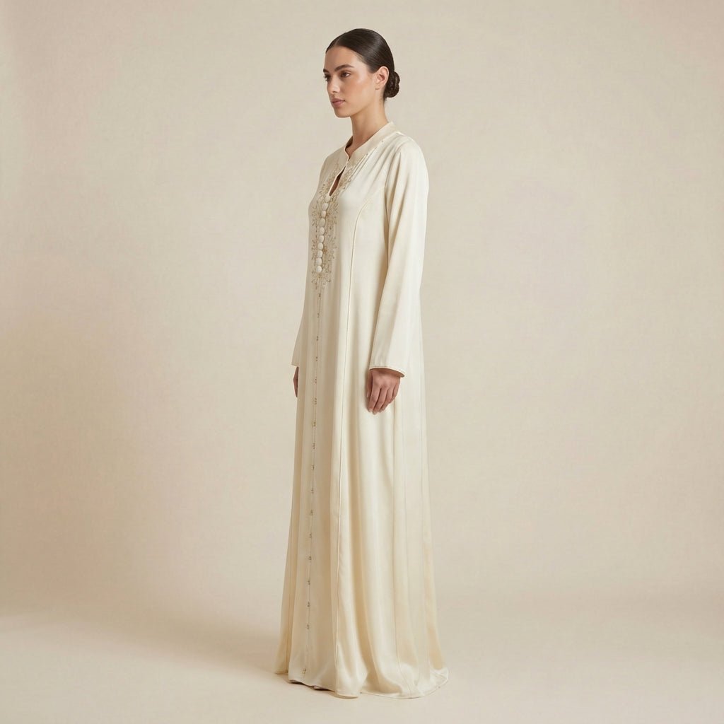 Abaya Beige Perlée
