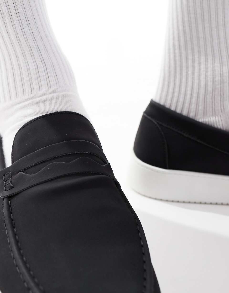Faux suede loafers in black