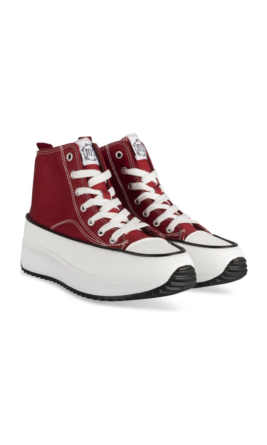 Burgundy high-top platform sneakers
