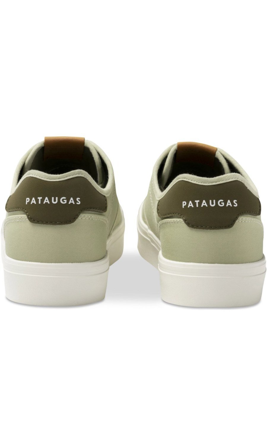 Pale green canvas trainers, contrast heel
