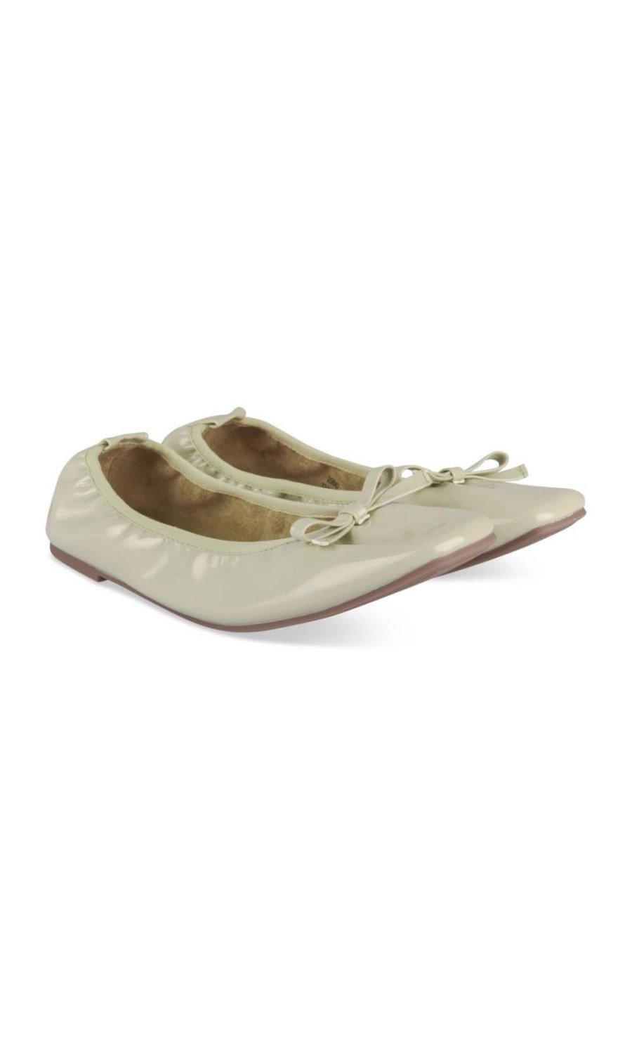 Sage green patent-look bow ballerinas