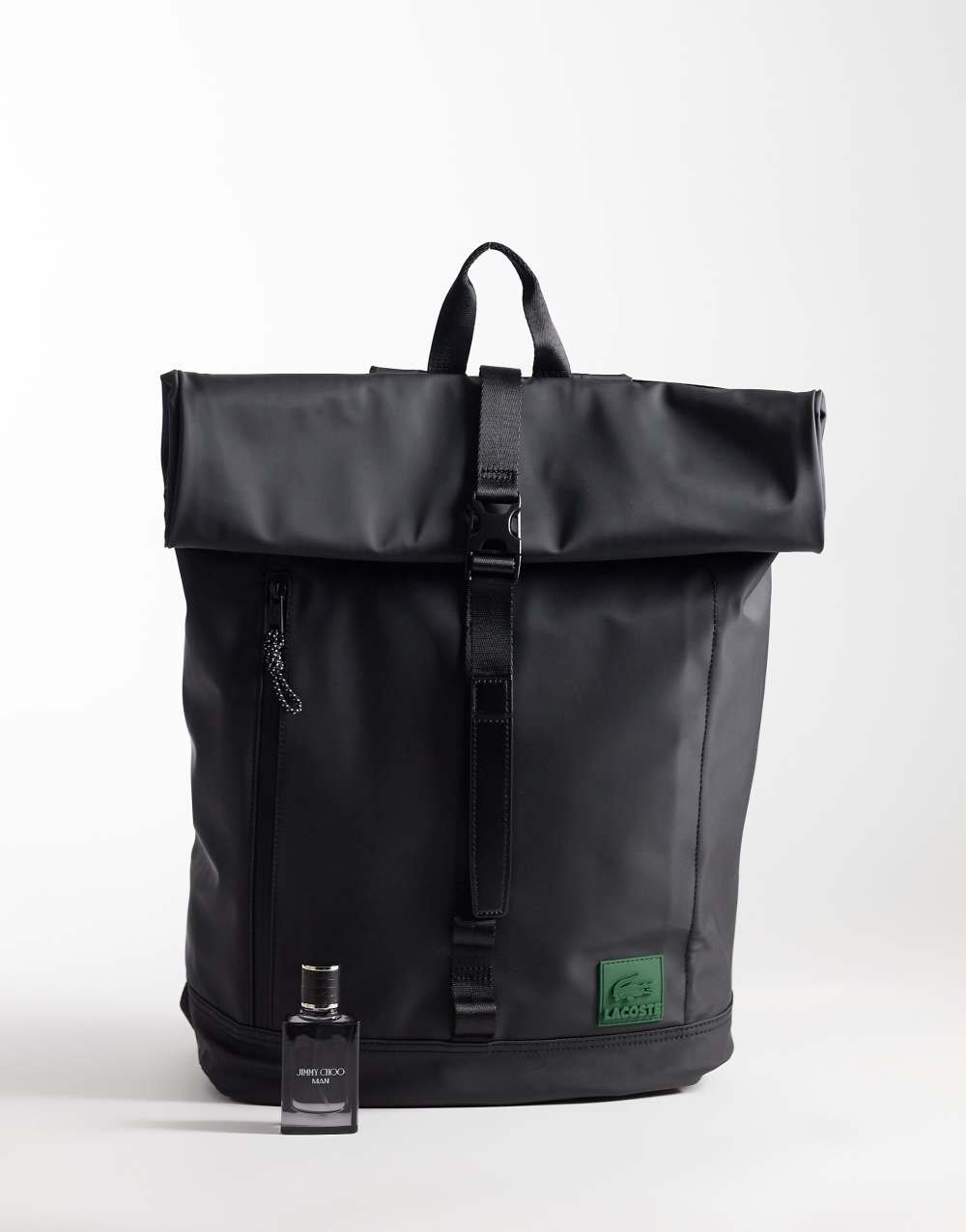 Flap backpack in black