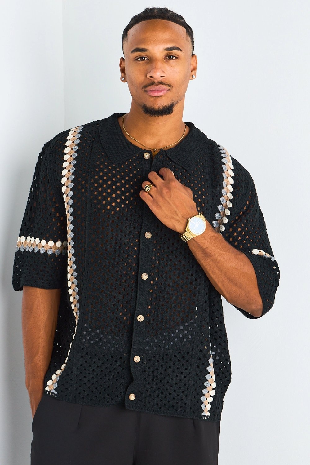 Chemise crochet mkherma b bandes k7la