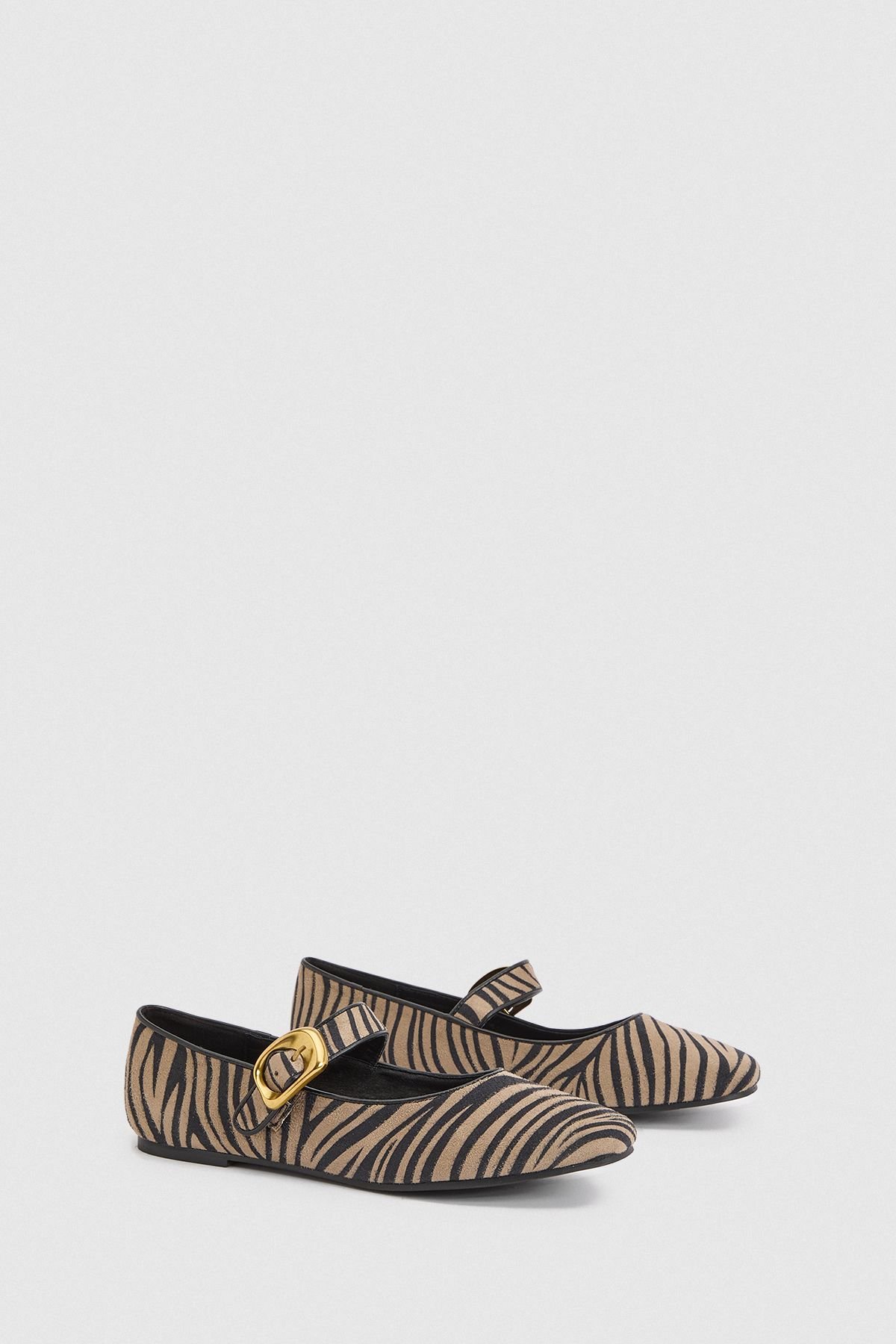 Ballerines Mary Jane b imprimé zèbre w boucle