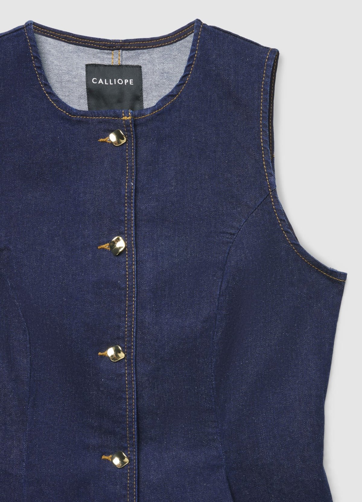Fitted button-up denim waistcoat