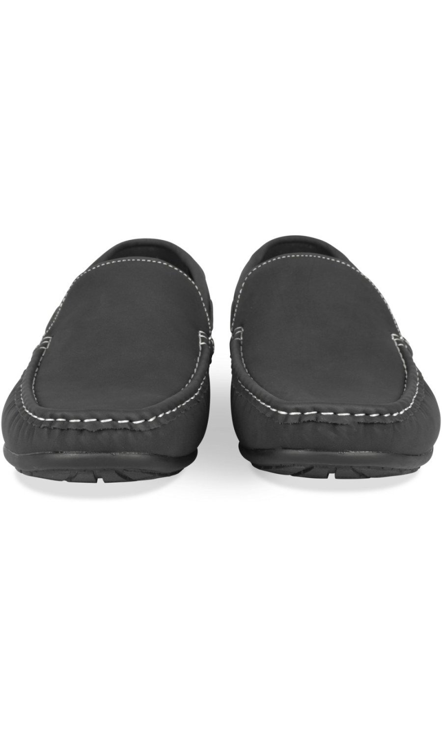 Black driving loafers, grey trim