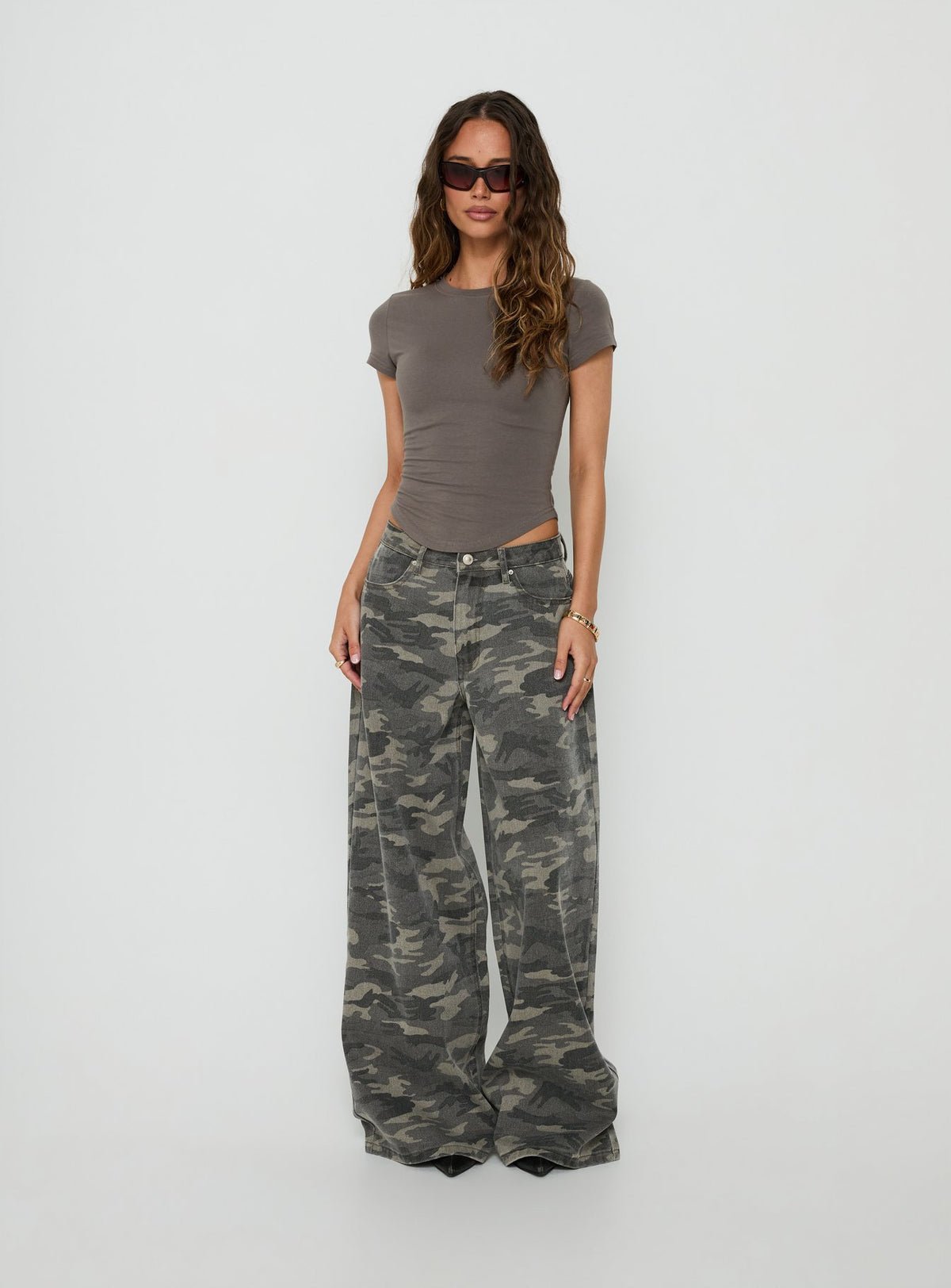 Jean large camouflage
