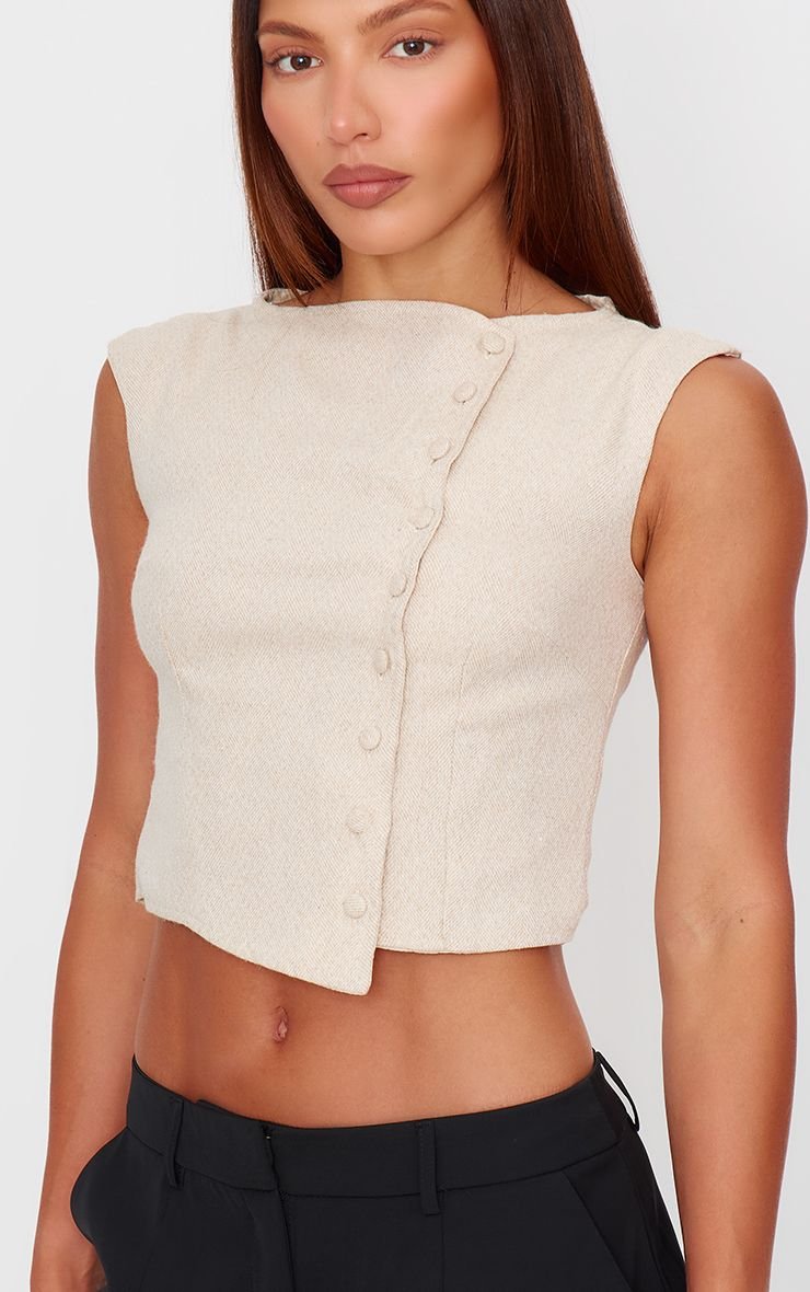 Gilet sans manches tissé à encolure bateau
