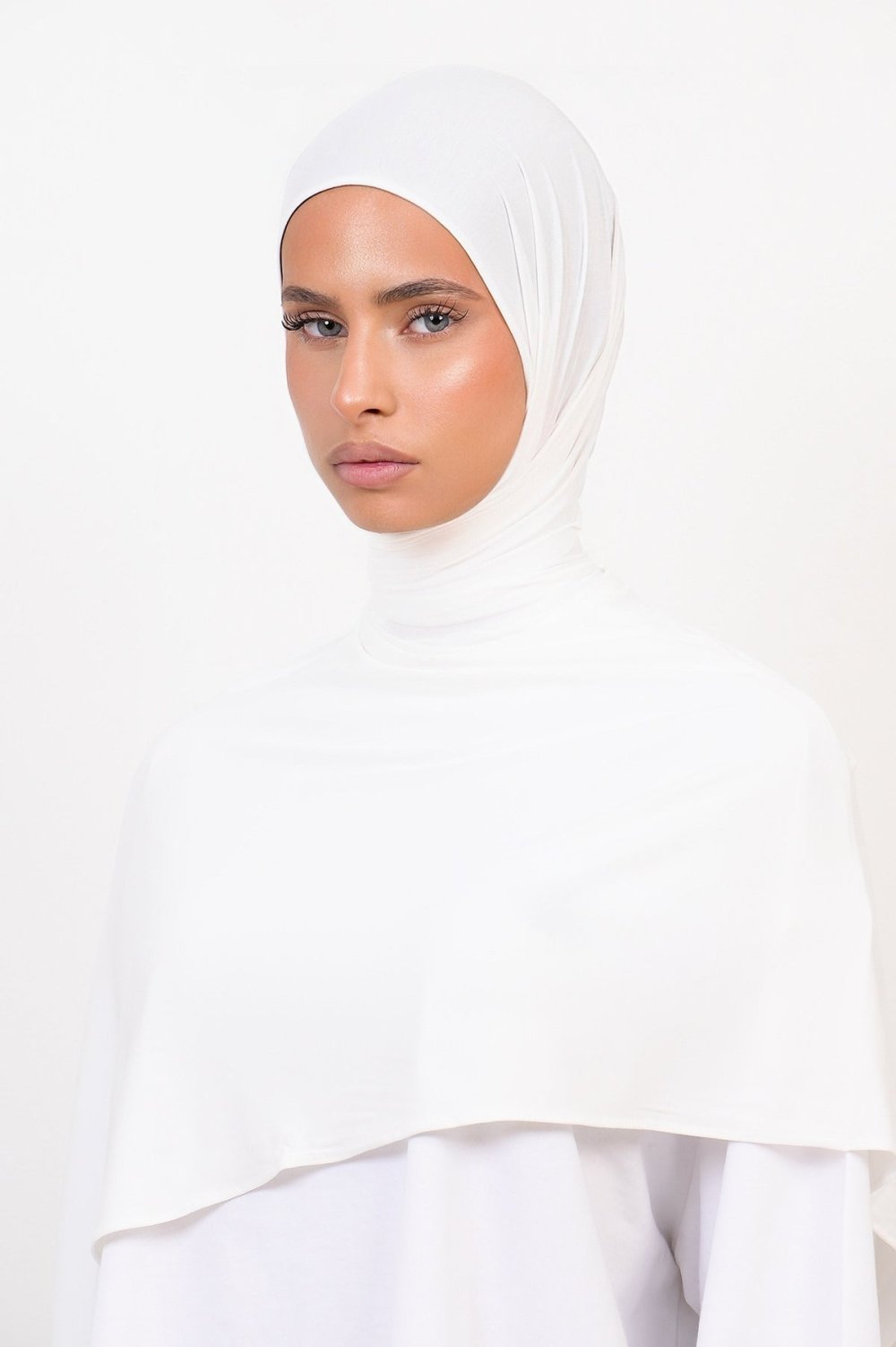 Bamboo jersey hijab - White