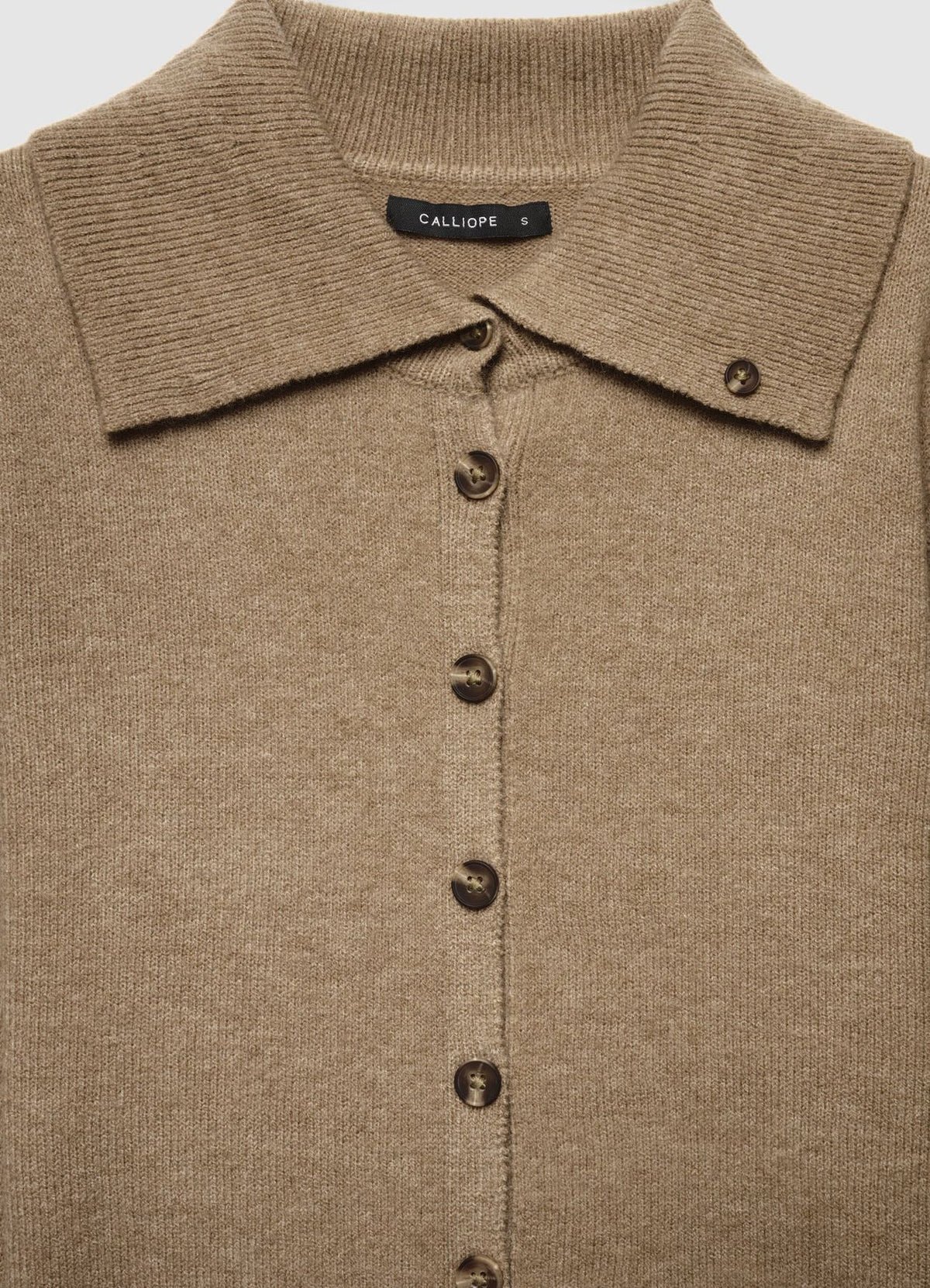 Button-up cardigan with oversized collar