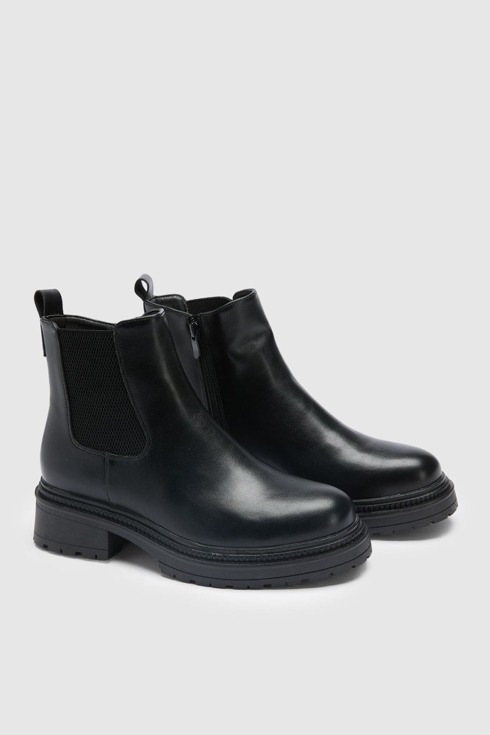 Bottines Chelsea f similicuir - Pied large