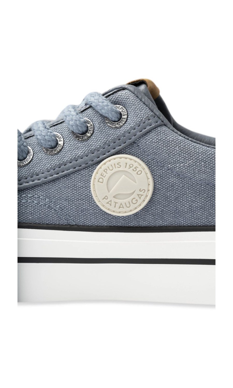 Denim blue washed canvas platform sneakers