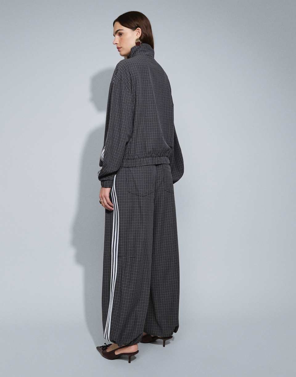 Pantalon ample à carreaux noir
