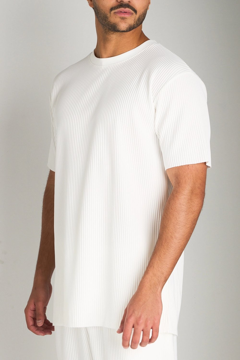Ensemble côtelé t-shirt w pantalon écru