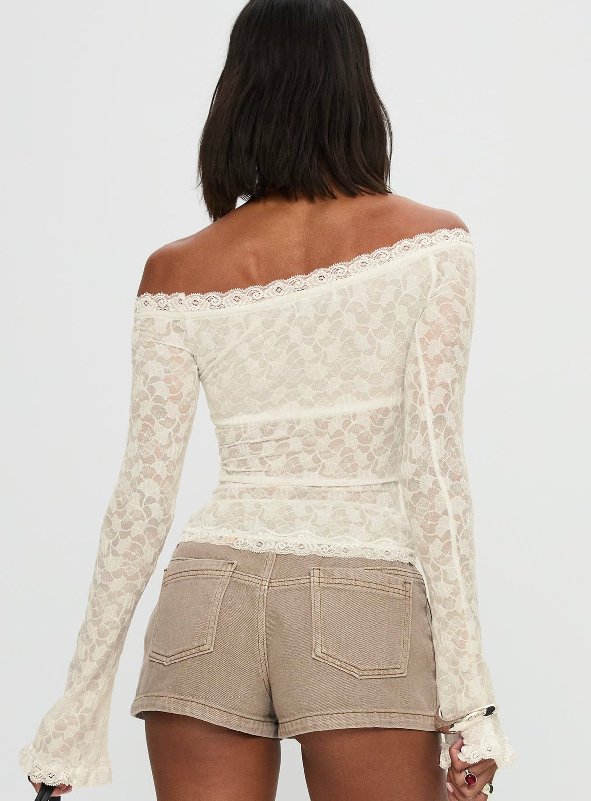 Sheer lace off-shoulder top