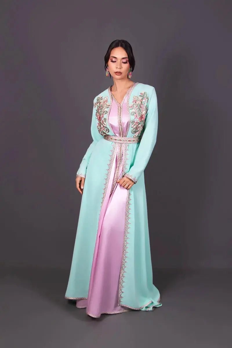 Pastel takchita with pink and yellow appliqués