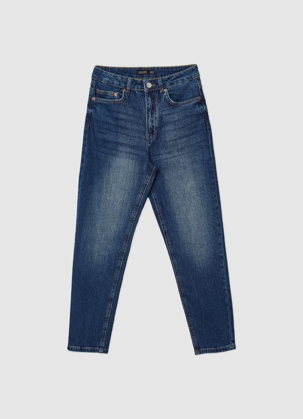 Jean mom taille mi-haute bleu moyen
