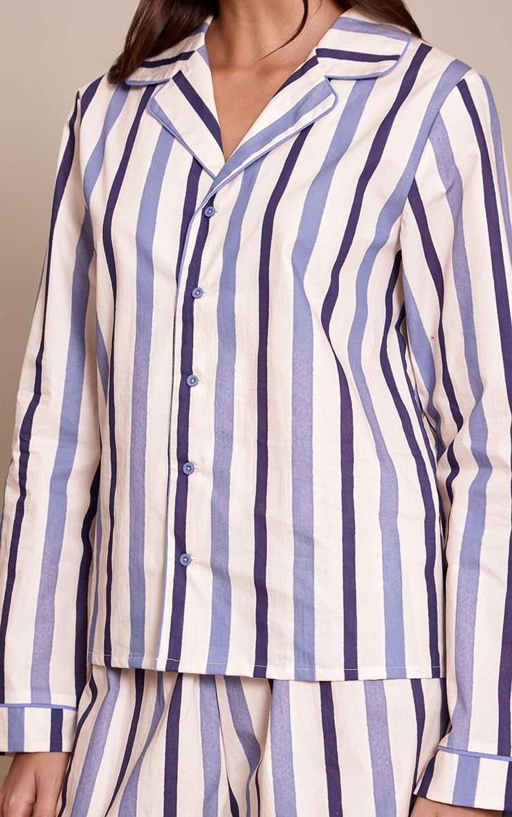 Striped poplin top and shorts pyjama set