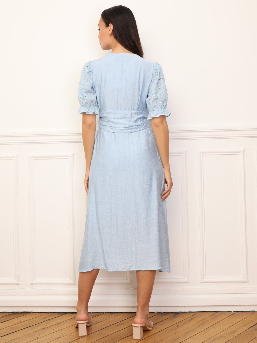 Robe mi-longue b manches ballon mtrzin zer9a fat7a