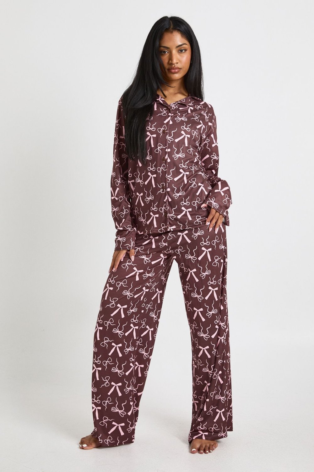Chocolate shirt and trouser pyjama set