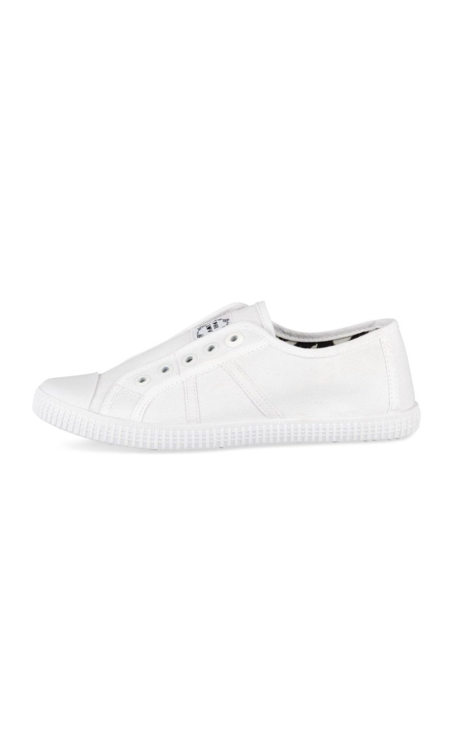 White canvas plimsolls with toe cap