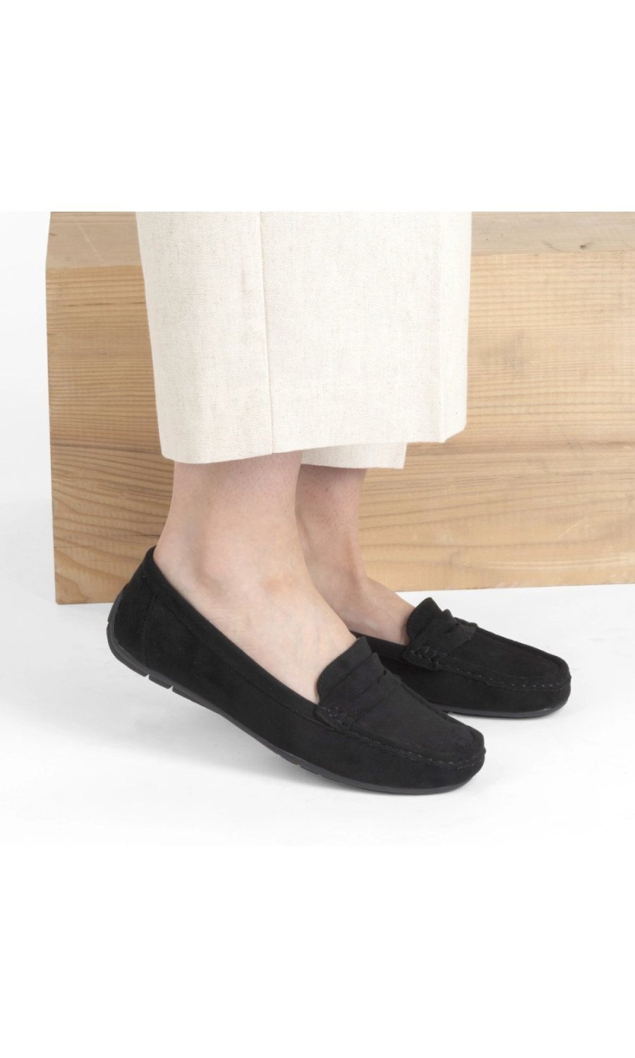 Mocassins penny en suédine noirs